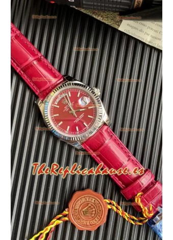 Rolex Day Date Reloj Acero 904L Dial Rojo 36MM - Calidad Espejo 1:1