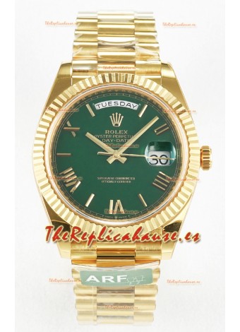 Rolex Day Date Super Clone Reloj Oro Amarillo 18K 40MM - Dial Verde 1:1 Calidad Espejo