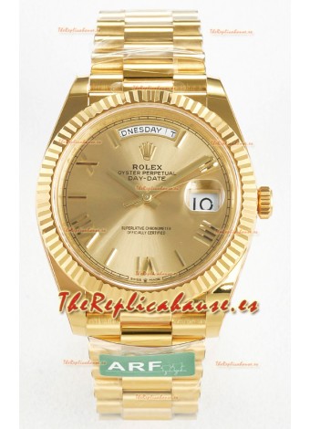 Rolex Day Date Super Clone Reloj Oro Amarillo 18K 40MM - Dial Oro 1:1 Calidad Espejo