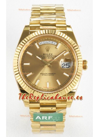 Rolex Day Date Super Clone Reloj Oro Amarillo 18K 40MM - Dial Oro 1:1 Calidad Espejo