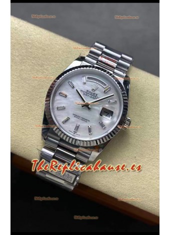 Rolex Day Date Super Clone Reloj Acero Inoxidable 904L 40MM - Dial Madre PerlaCalidad Espejo 