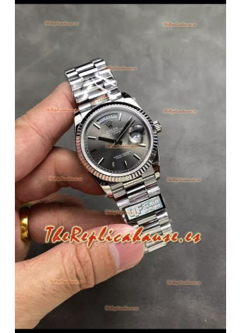 Rolex Day Date Super Clone Acero Inoxidable Reloj Dial Gris 36MM - 1:1 Calidad Espejo