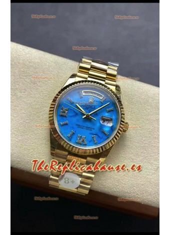 Rolex Day Date Turquoise Set Reloj Oro Amarillo 18K 36MM - Reloj Réplica Espejo 1:1 