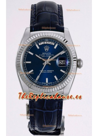 Rolex Day Date Reloj Caja Acero 904L Dial Azul 36MM - Calidad Espejo 1:1