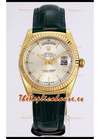 Rolex Day Date Reloj Oro Amarillo Caja Acero 904L Dial Acero 36MM - Calidad Espejo 1:1