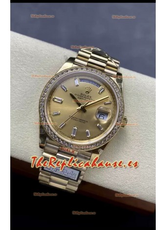Rolex Day Date 40MM 1:1 Oro Rosado con Dial en Dorado Reloj Réplica Espejo 1:1