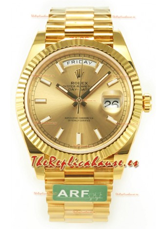 Rolex Day Date Presidential 18K Yellow Gold Watch 40MM - Gold Stick Dial Calidad Espejo 1:1