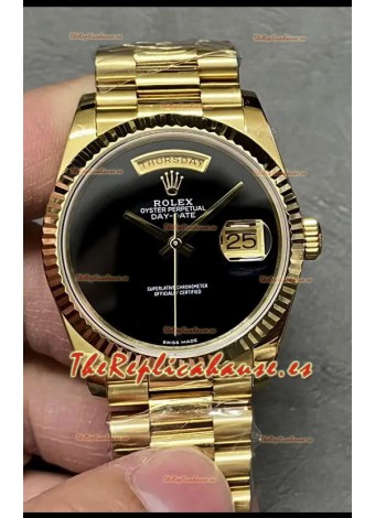 Rolex Day Date Presidential Reloj Oro Rosado 18K 36MM - Dial Negro Calidad Espejo 1:1
