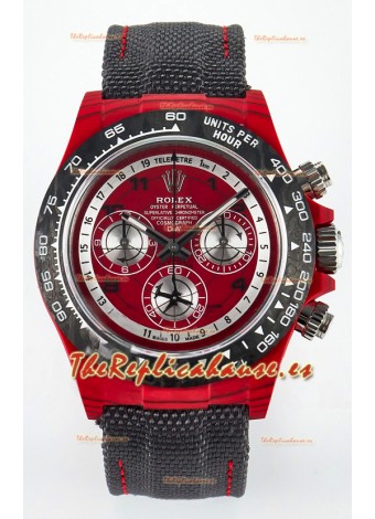Rolex Daytona Edition Reloj en Dial Rojo Caja Carbono Réplica Espejo 1:1