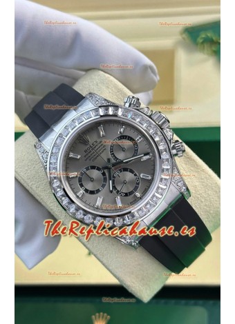 Rolex Daytona Super Clone Caja Oro Blanco Dial Acero Movimiento Cal.4131 Reloj con Bisel en Zafiro Personalizado