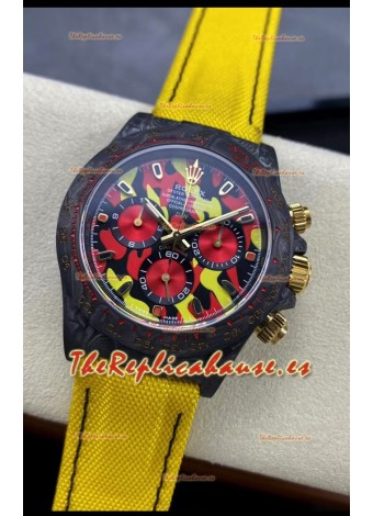 Rolex Daytona DiW Reloj Edición Military Amarillo - Caja Carbono Forjado Réplica Espejo 1:1