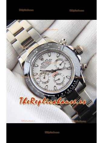 Rolex Daytona Movimiento Japonés Reloj Réplica en Dial Blanco - Bisel de Cerámica 