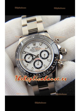 Rolex Daytona Movimiento Japonés Reloj Réplica en Dial Blanco - Bisel de Cerámica 