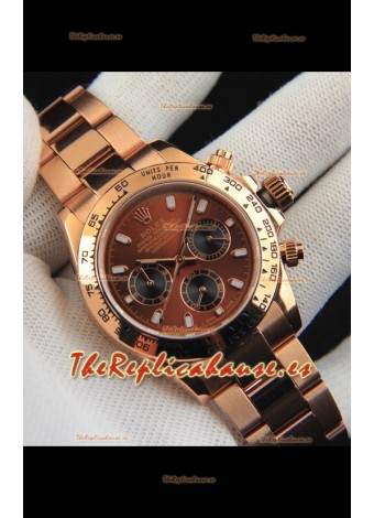Rolex Daytona Movimiento Japonés Caja de Oro Reloj Réplica en Dial Marrón