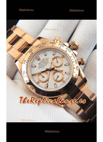 Rolex Daytona Movimiento Japonés Caja de Oro Reloj Réplica en Dial Blanco