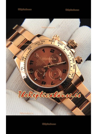 Rolex Daytona Movimiento Japonés Caja de Oro Reloj Réplica en Dial Marrón
