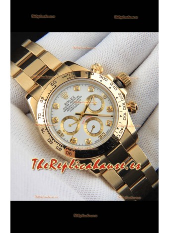 Rolex Daytona Movimiento Japonés Caja de Oro Reloj Réplica en Dial Blanco