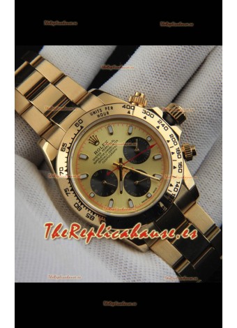 Rolex Daytona Movimiento Japonés Caja de Oro Reloj Réplica en Dial Dorado 