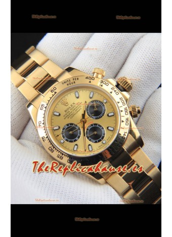 Rolex Daytona Movimiento Japonés Caja de Oro Reloj Réplica en Dial Dorado 