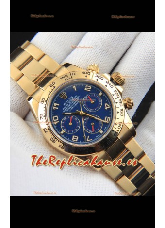 Rolex Daytona Movimiento Japonés Caja de Oro Reloj Réplica en Dial Azul 