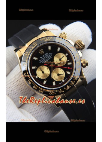 Rolex Daytona Movimiento Japonés Caja de Oro Reloj Réplica en Dial Negro 