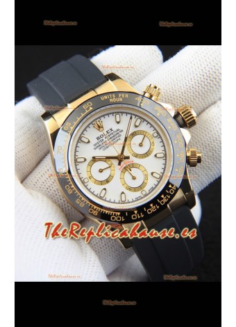 Rolex Daytona Movimiento Japonés Caja de Oro Reloj Réplica en Dial Blanco 
