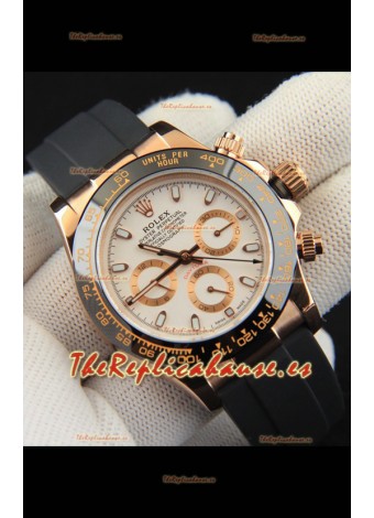 Rolex Daytona Movimiento Japonés Caja de Oro Reloj Réplica en Dial Blanco 