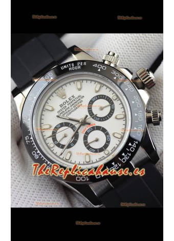 Rolex Daytona Movimiento Japonés Caja Acero Reloj Réplica en Dial Blanco