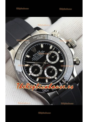 Rolex Daytona Movimiento Japonés Caja Acero Reloj Réplica en Dial Negro