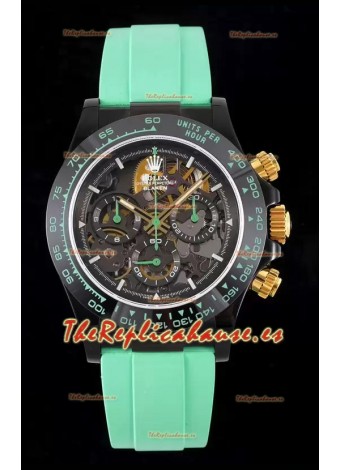 Rolex Daytona Verde Blaken Reloj Réplica Suizo a Espejo 1:1 Dial Skeleton Movimiento Cal.4130