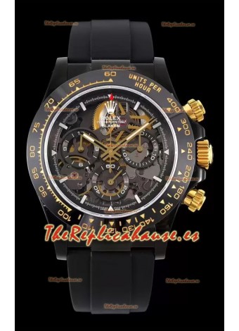 Rolex Daytona Blaken Negro Reloj Réplica Suizo a Espejo 1:1 Dial Skeleton Movimiento Cal.4130