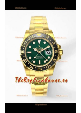 Rolex GMT Masters II Super Clone M116718 Dial Verde Oro Amarillo Reloj Réplica Suizo 