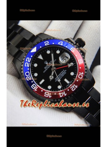 Rolex GMT Masters II Movimiento Japonés Reloj Réplica Caja en Revestimiento PVD 