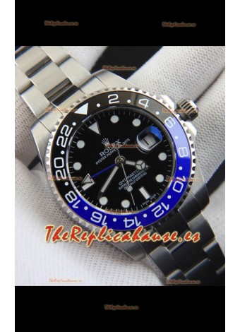 Rolex GMT Masters II Movimiento Japonés Reloj Réplica Caja Acero Dial Negro