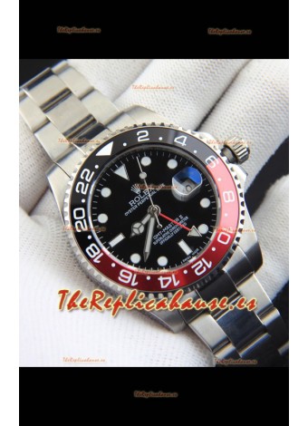 Rolex GMT Masters II Movimiento Japonés Reloj Réplica Caja Acero Dial Negro