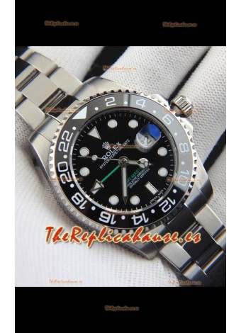 Rolex GMT Masters II Movimiento Japonés Reloj Réplica Caja Acero Dial Negro