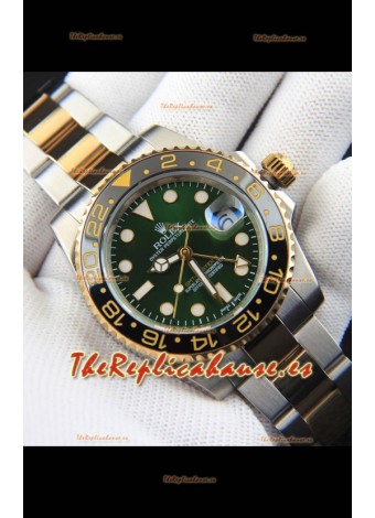 Rolex GMT Masters II 2 Tone Japonés chapado en Oro Rosado Reloj Réplica Dial Verde