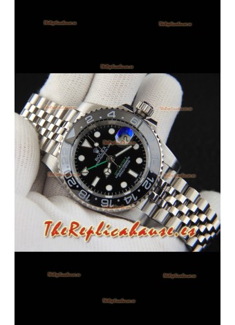 Rolex GMT Masters II Movimiento Japonés Reloj Réplica Caja Acero Dial Negro