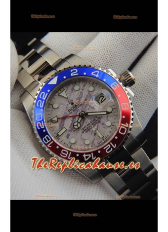 Rolex GMT Masters II Movimiento Japonés Reloj Réplica Caja Acero Dial Patrón Meteorito
