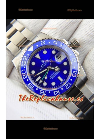 Rolex GMT Masters II Movimiento Japonés Reloj Réplica Caja Acero Dial Azul