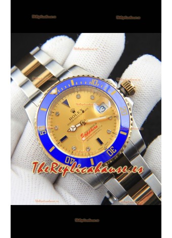 Rolex Submariner Japanese Reloj Réplica en Dos Tonos Caja Oro Amarillo Dial Dorado 