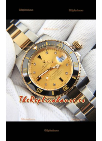 Rolex Submariner Japanese Reloj Réplica en Dos Tonos Caja Oro Amarillo Dial Dorado 