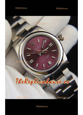 Rolex Oyster Perpetual Movimiento Japonés Reloj Réplica36MM - Dial Burdeos