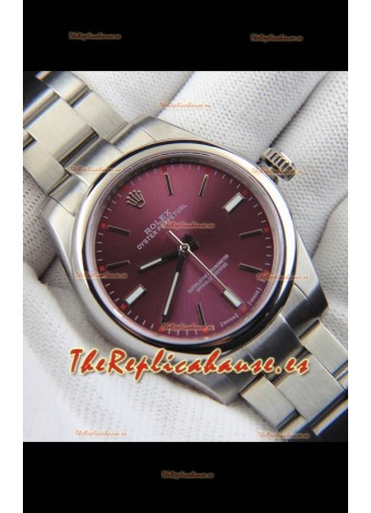 Rolex Oyster Perpetual Movimiento Japonés Reloj Réplica39MM - Dial Burdeos