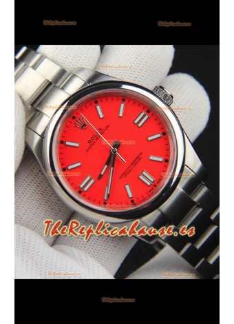 Rolex Oyster Perpetual Movimiento Japonés Reloj Réplica41MM - Dial Rojo