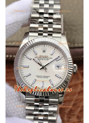 Rolex Datejust 36MM Movimiento ETA-3135 Réplica Suiza Caja en Acero 904L en Dial Blanco