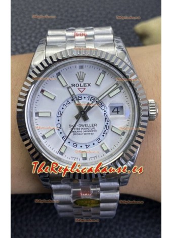 Rolex Sky-Dweller REF# M326934 Dial Blanco Reloj en Caja de Acero 904L Réplica a Espejo 1:1