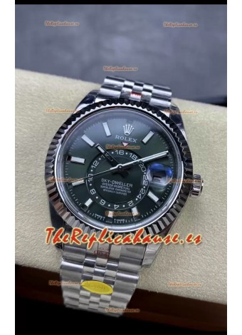 Rolex Sky-Dweller REF #m336935 Dial Verde Reloj Caja Acero 904L Réplica Espejo 1:1