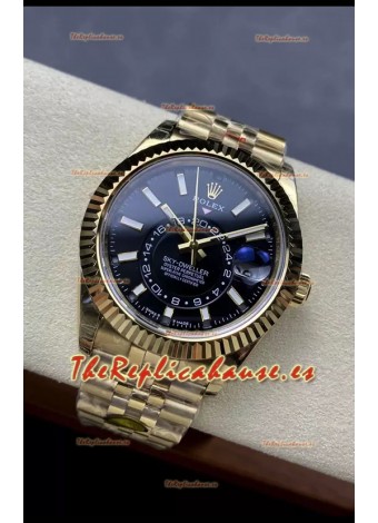 Rolex Sky-Dweller REF# 336935 Dial Negro Reloj en Oro Amarillo Caja Acero 904L Réplica Espejo 1:1