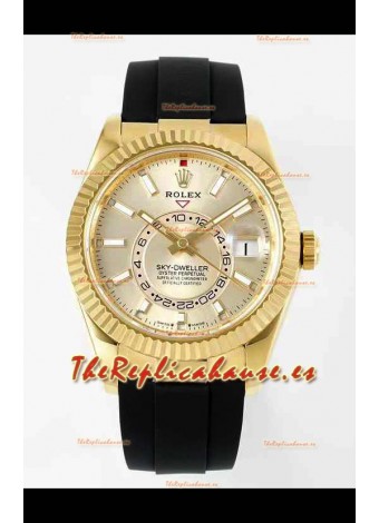 Rolex Sky-Dweller REF# 336935 Dial Oro Reloj en Oro Amarillo Caja Acero 904L Réplica Espejo 1:1